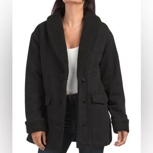 Ashley by 26 International Black Sherpa Button Outerwear Jacket